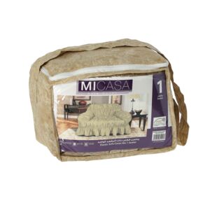 Micasa Marble Polyester and Cotton Elastic Sofa Cover Beige 1 Seater